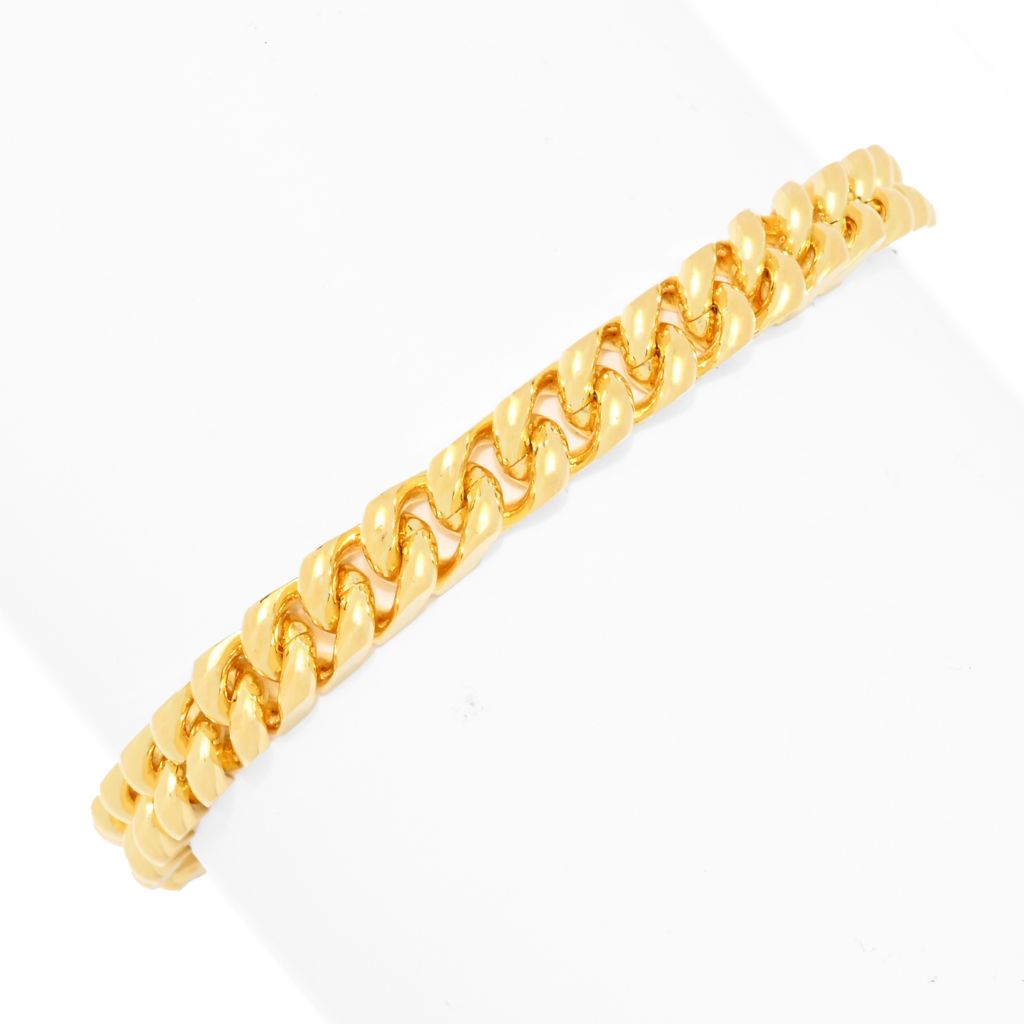 Toscana Italiana 18K Gold Plated Reversible Polished Curb Link Bracelet by Steals