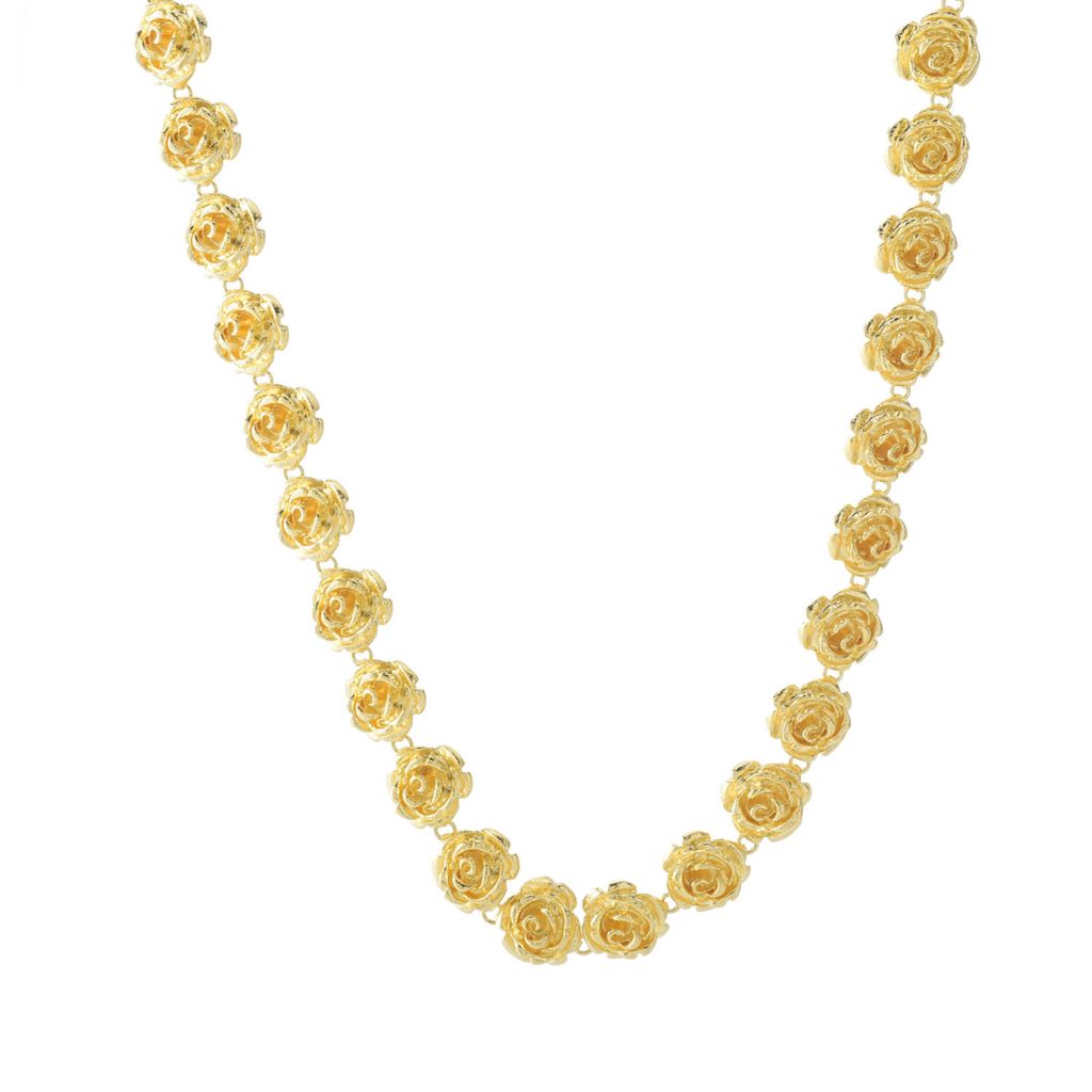 Toscana Italiana 18K Gold Plated Stardust Carved Rose Statement Necklace by Steals