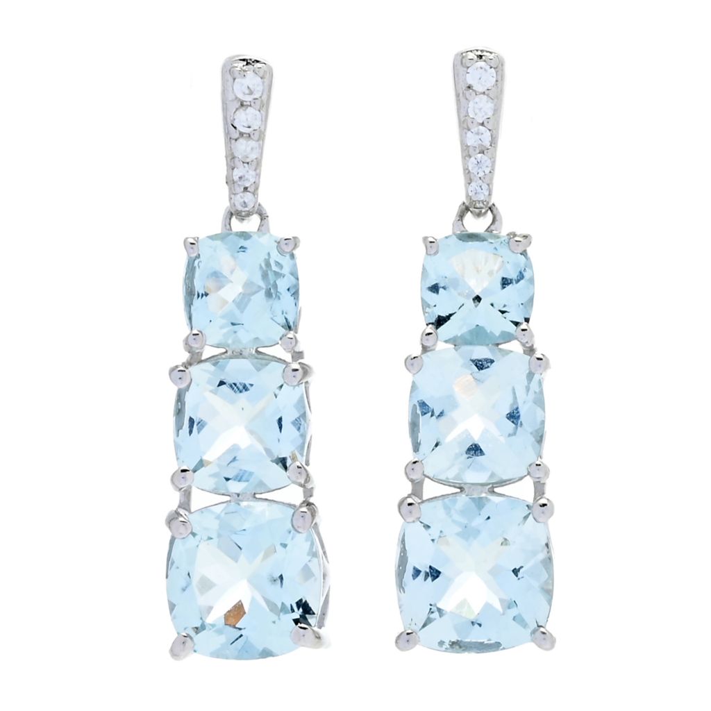 Gem Treasures 5.37ctw Aquamarine & White Zircon Drop Earrings by Steals