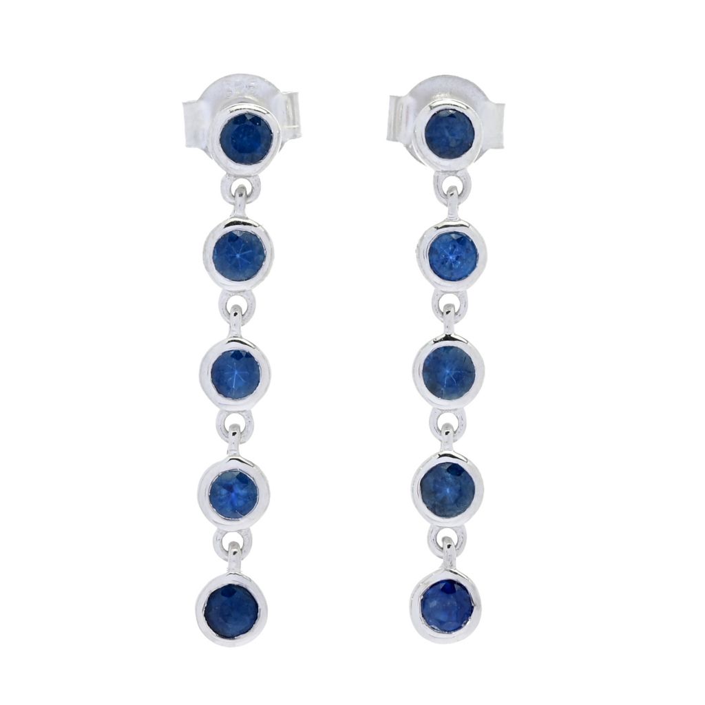 Gem Treasures 1.30ctw Bezel Set Australian Blue Sapphire Dangle Earrings by Steals