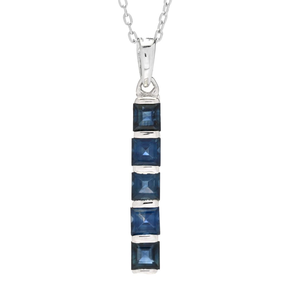 Gem Treasures 1.65ctw Australian Blue Sapphire Linear Drop Pendant w/ Chain by Steals