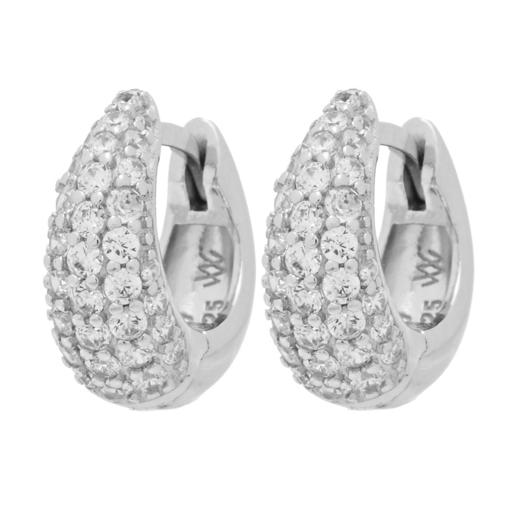 Brilliante Platinum Plated Simulated Diamond Teardrop Huggie Earrings by Steals