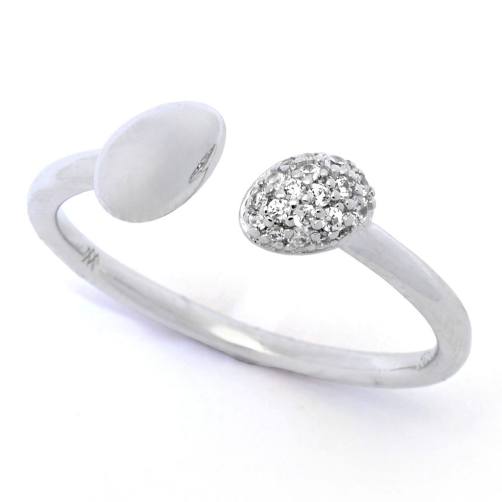 Brilliante Platinum Plated Simulated Pave Diamond Open Band Ring by Steals