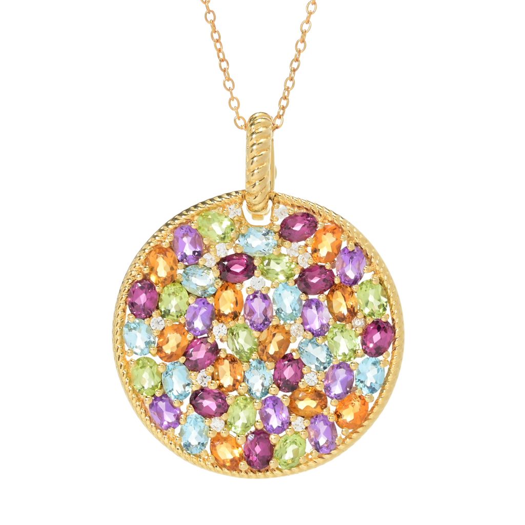 Elemental Gems 7.55ctw Multi Gem Cluster Medallion Enhancer Pendant by Steals