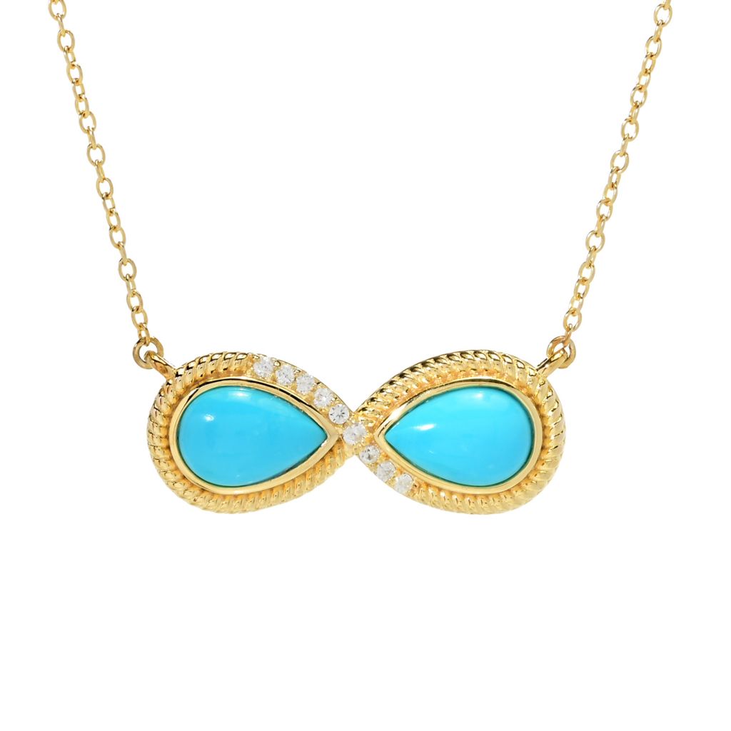 Elemental Gems 18K Gold Plated Sleeping Beauty Turquoise Infinity Necklace by Steals