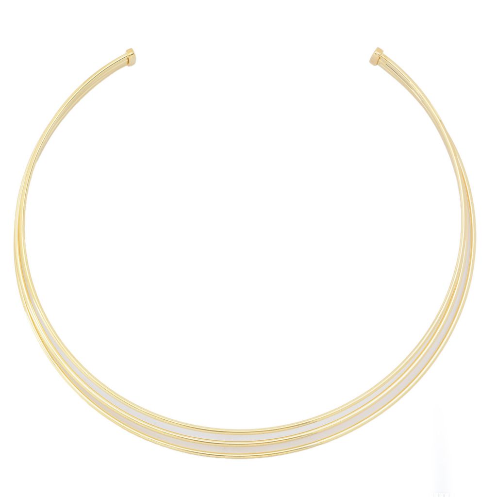Toscana Italiana Gold or Platinum Plated Triple Row Statement Collar Necklace by Steals