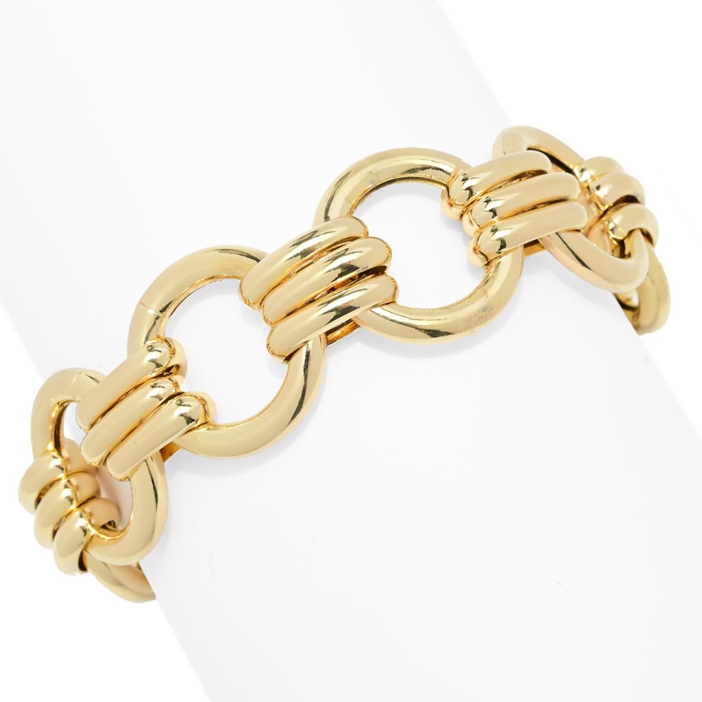 Toscana Italiana Gold or Platinum Plated Electroform Triple Row Link Bracelet by Steals
