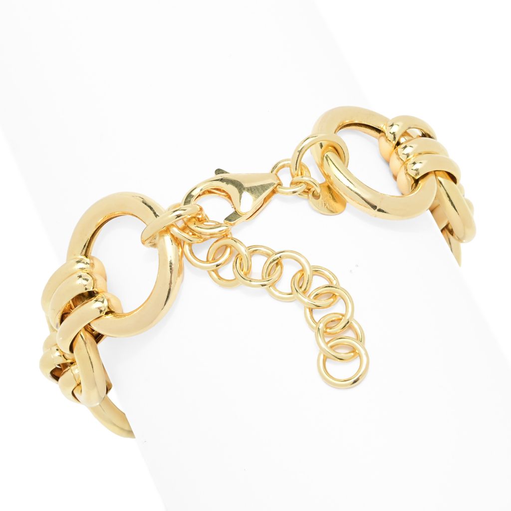 Toscana Italiana Gold or Platinum Plated Electroform Triple Row Link Bracelet by Steals