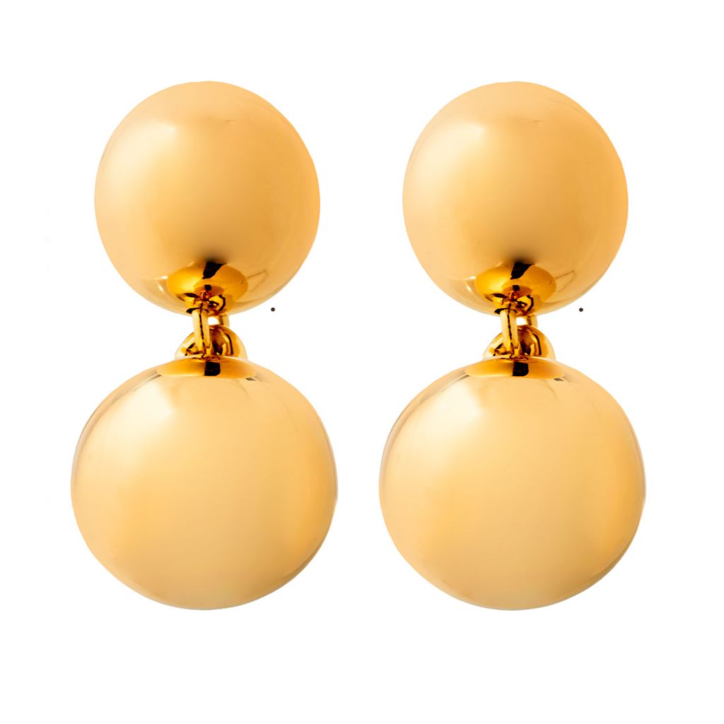 Toscana Italiana 18K Gold Plated Electroform Double Bead Drop Earrings by Steals