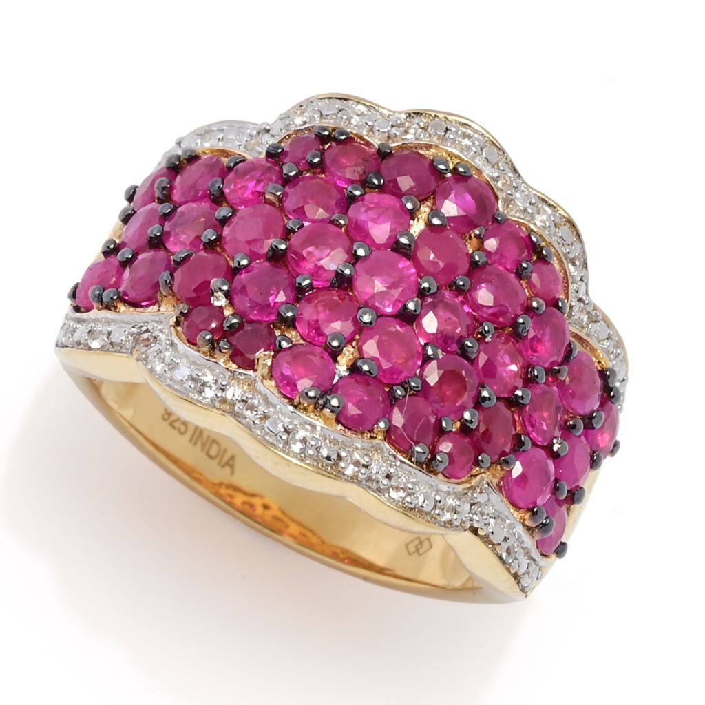 Gem Treasures 18K Vermeil 3.00ctw Burmese Ruby & Zircon Ring by Steals