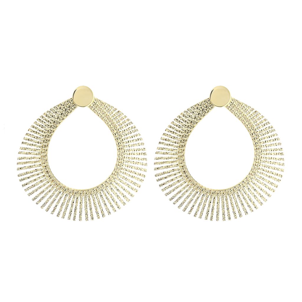 Toscana Italiana Gold or Platinum Plated Cleopatra Forward Facing Hoop Earrings by Steals