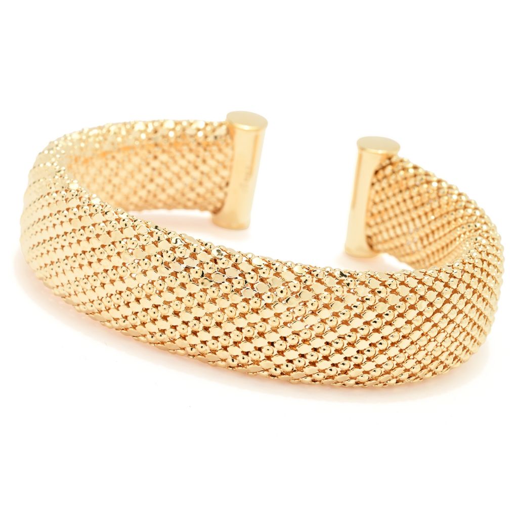 Toscana Italiana Gold or Platinum Plated Mesh Slip-on Cuff Bracelet by Steals