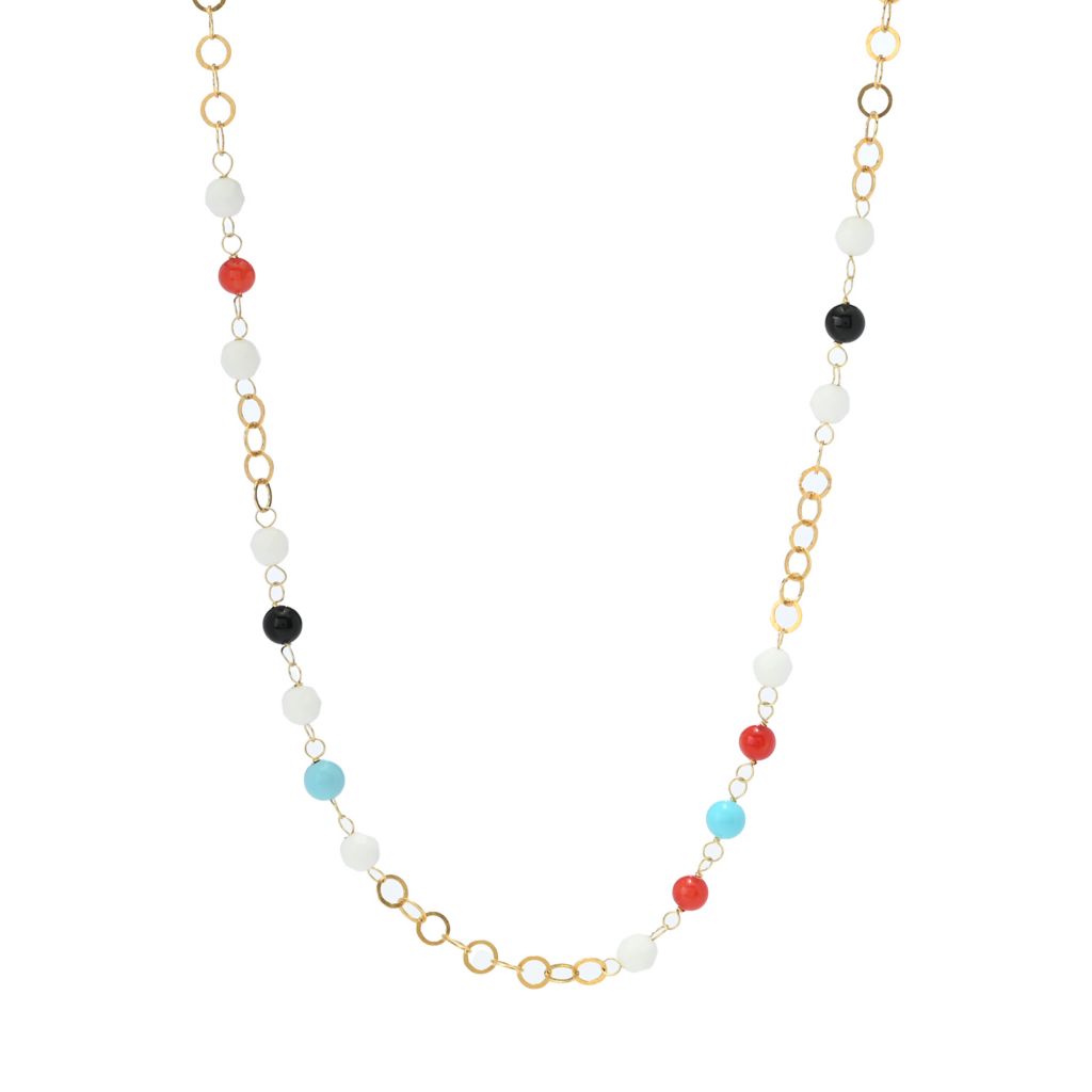 Bello Italiano 18K Gold Plated Multi Gemstone Station Necklace by Steals