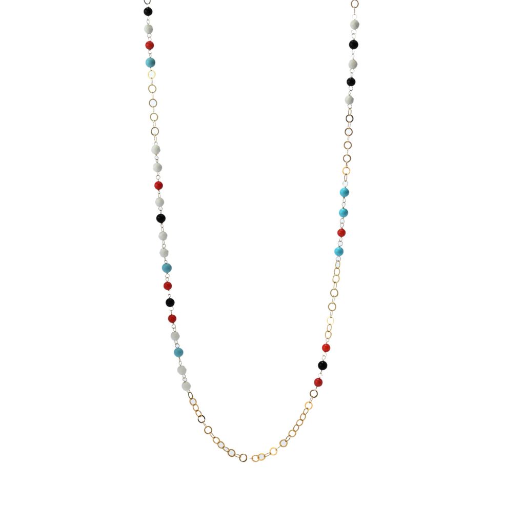Bello Italiano 18K Gold Plated Multi Gemstone Station Necklace by Steals
