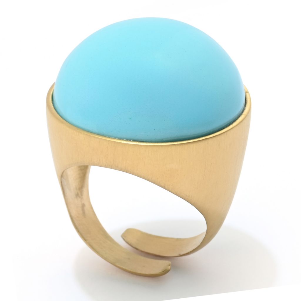Bello Italiano 18K Gold Plated Turquoise or Orange Agate Statement Ring by Steals