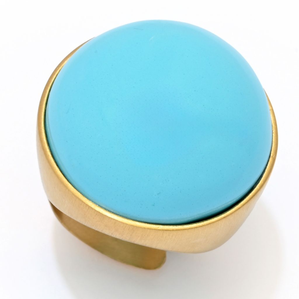 Bello Italiano 18K Gold Plated Turquoise or Orange Agate Statement Ring by Steals