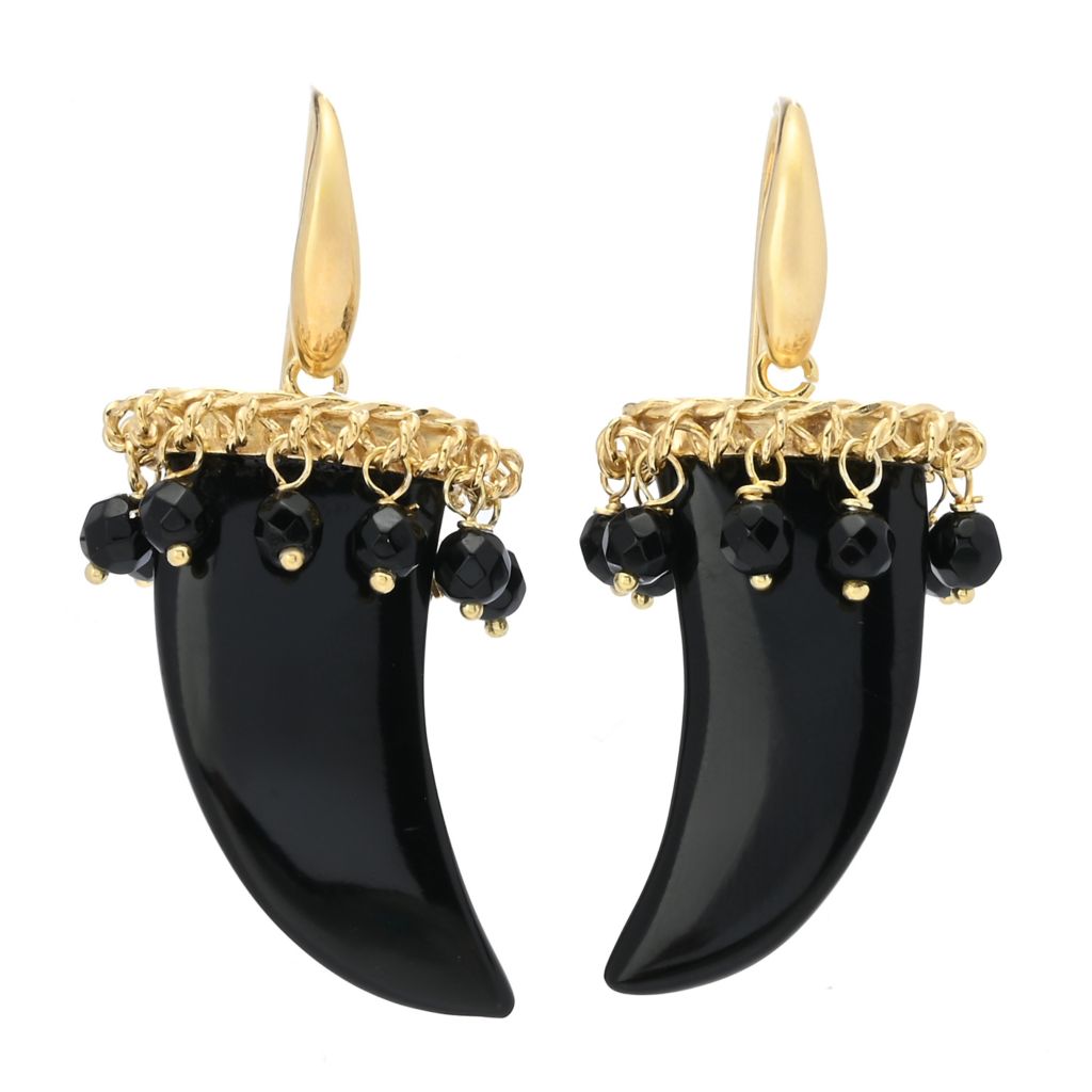 Bello Italiano 18K Gold Plated Choice of Gem Italian Horn Drop Earrings by Steals