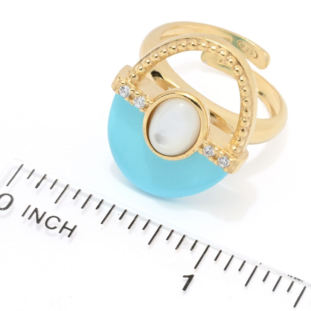 Gaetano Vitiello "Hollywood" Turquoise & Mother-of-Pearl Openwork Ring by Steals