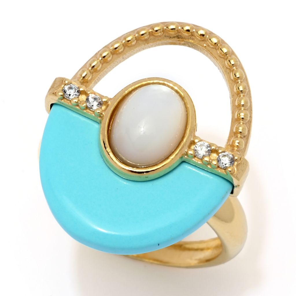 Gaetano Vitiello "Hollywood" Turquoise & Mother-of-Pearl Openwork Ring by Steals