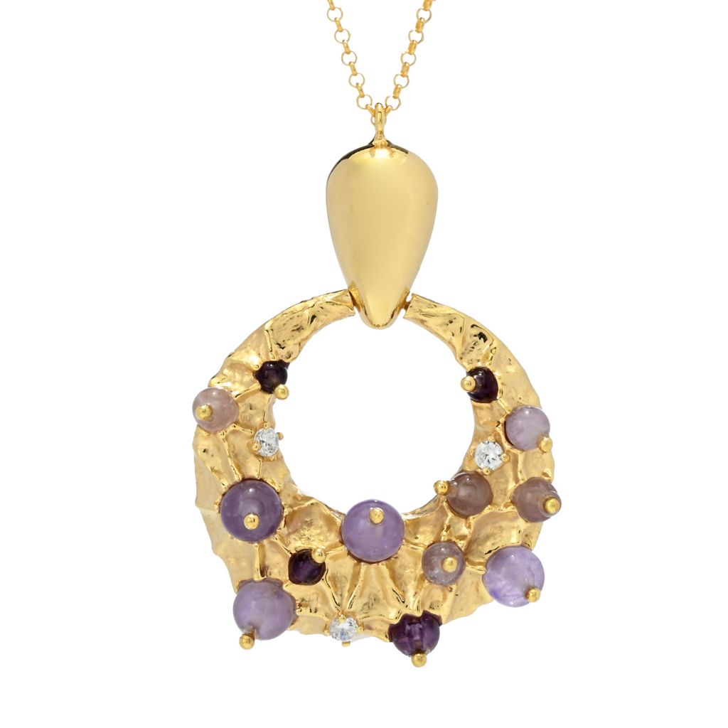 Gaetano Vitiello "Bolle" Amethyst & Simulated Diamond Pendant w/ Chain by Steals