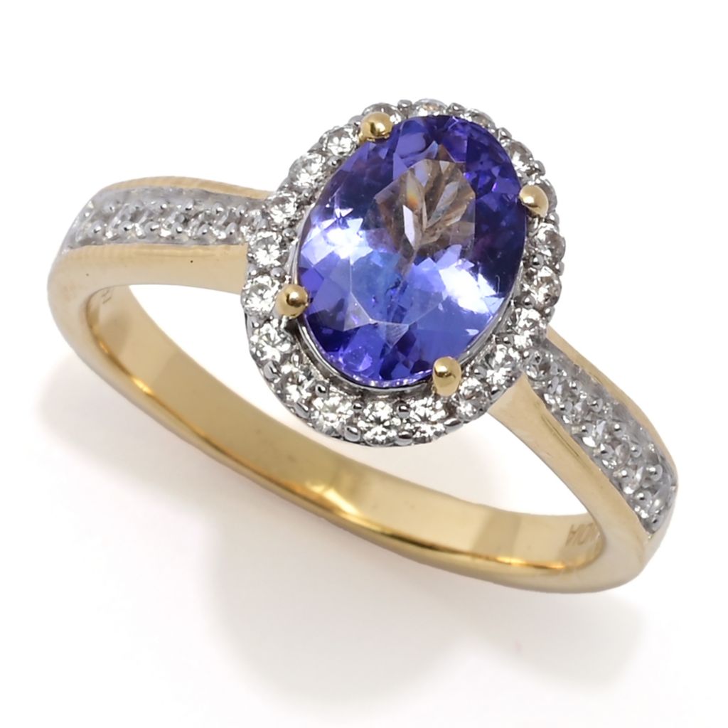 Gem Treasures 2.02ctw Oval Tanzanite & White Zircon Halo Ring by Steals