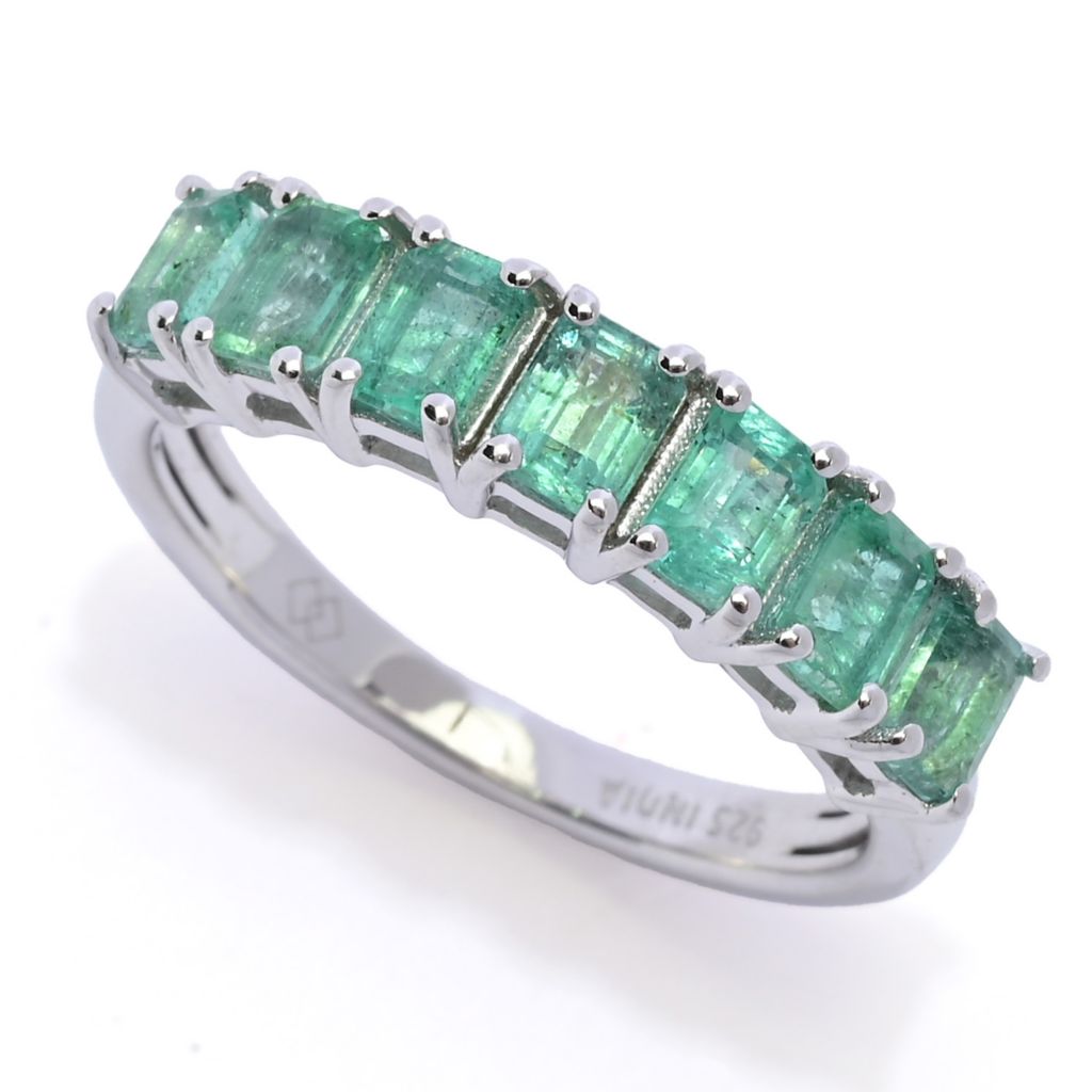 Gem Treasures 1.75ctw Octagon Shape Zambian Emerald 7-Stone Band Ring by Steals