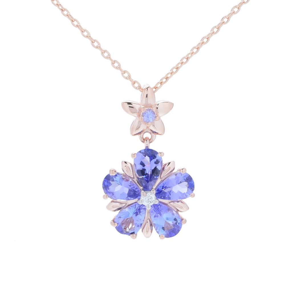 Gem Treasures 2.05ctw Tanzanite & Zircon Floral Pendant w/ Chain by Steals