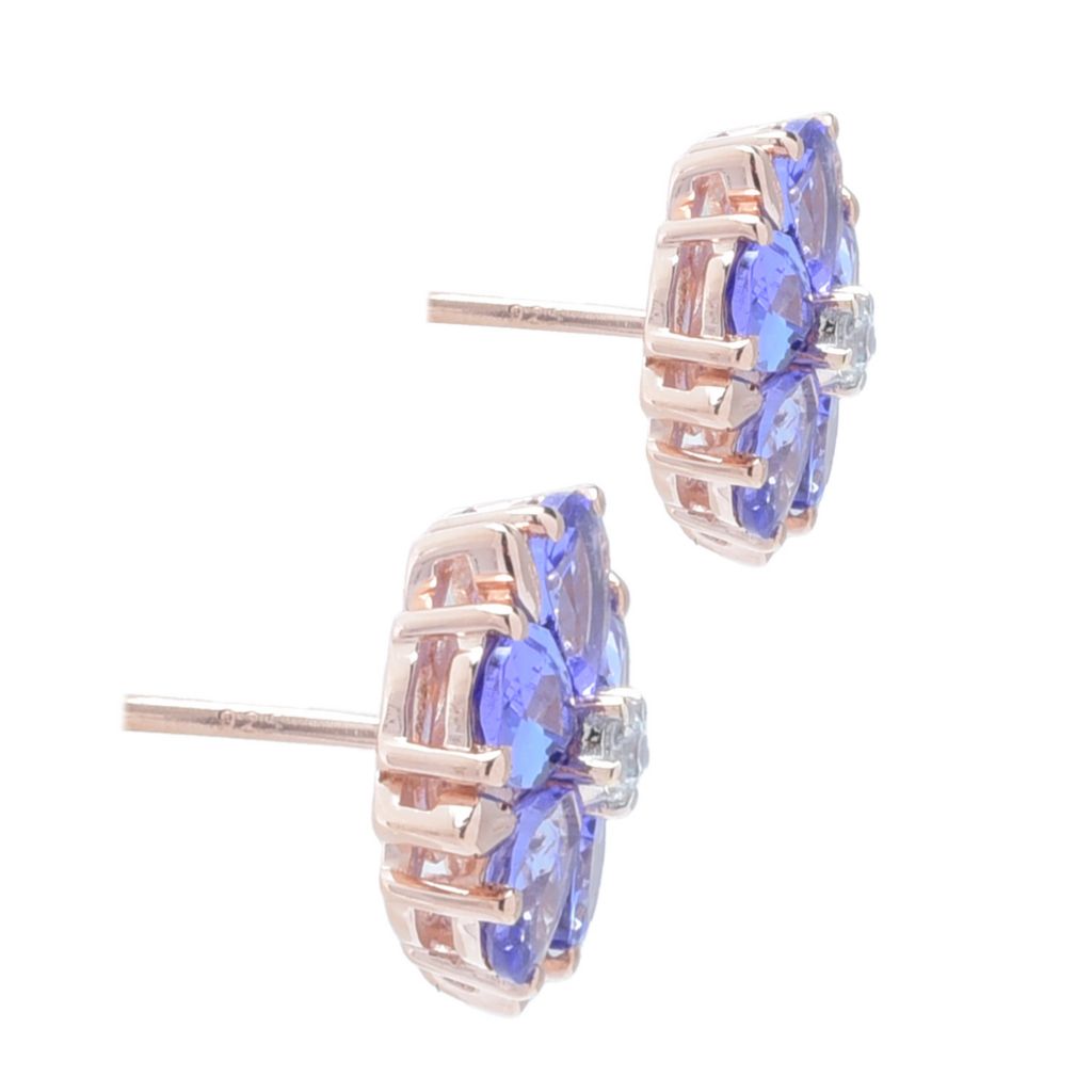 Gem Treasures 3.18ctw Tanzanite & Zircon Floral Stud Earrings by Steals