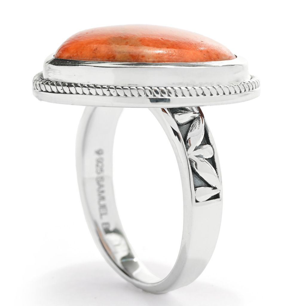 Artisan Silver by Samuel B. 18x16mm Heart Shape Apple Coral Ring by Steals