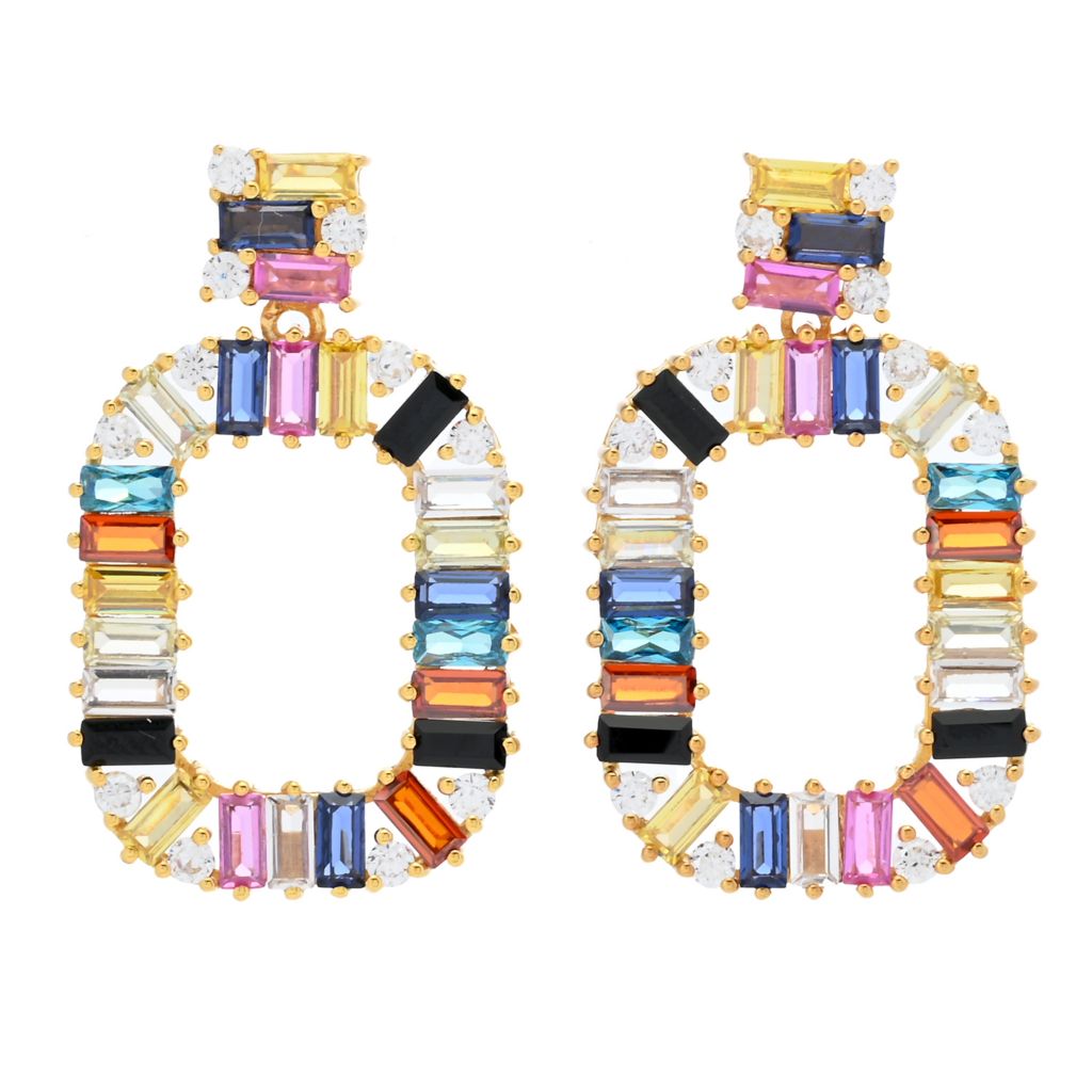 "Color Crush" Simulated Gem Baguette Open Drop Earrings by Steals
