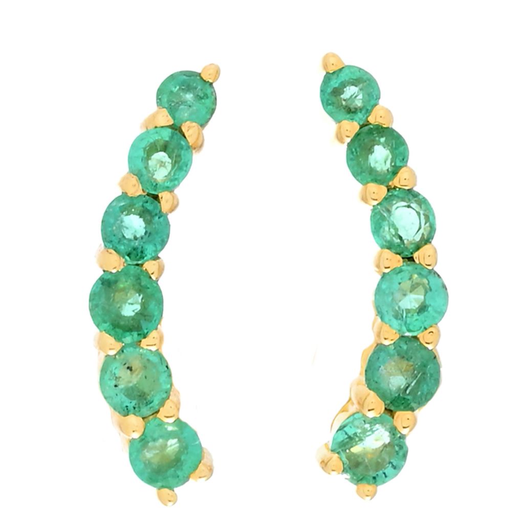 Cocci Collection 18K Gold Plated 0.72ctw Brazilian Sakota Emerald Ear Climbers by Steals