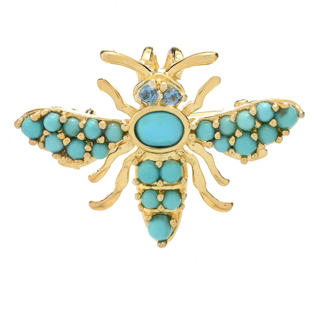18K Gold Plated Campitos Turquoise Choice of Critter Convertible Pendant/Brooch by Steals
