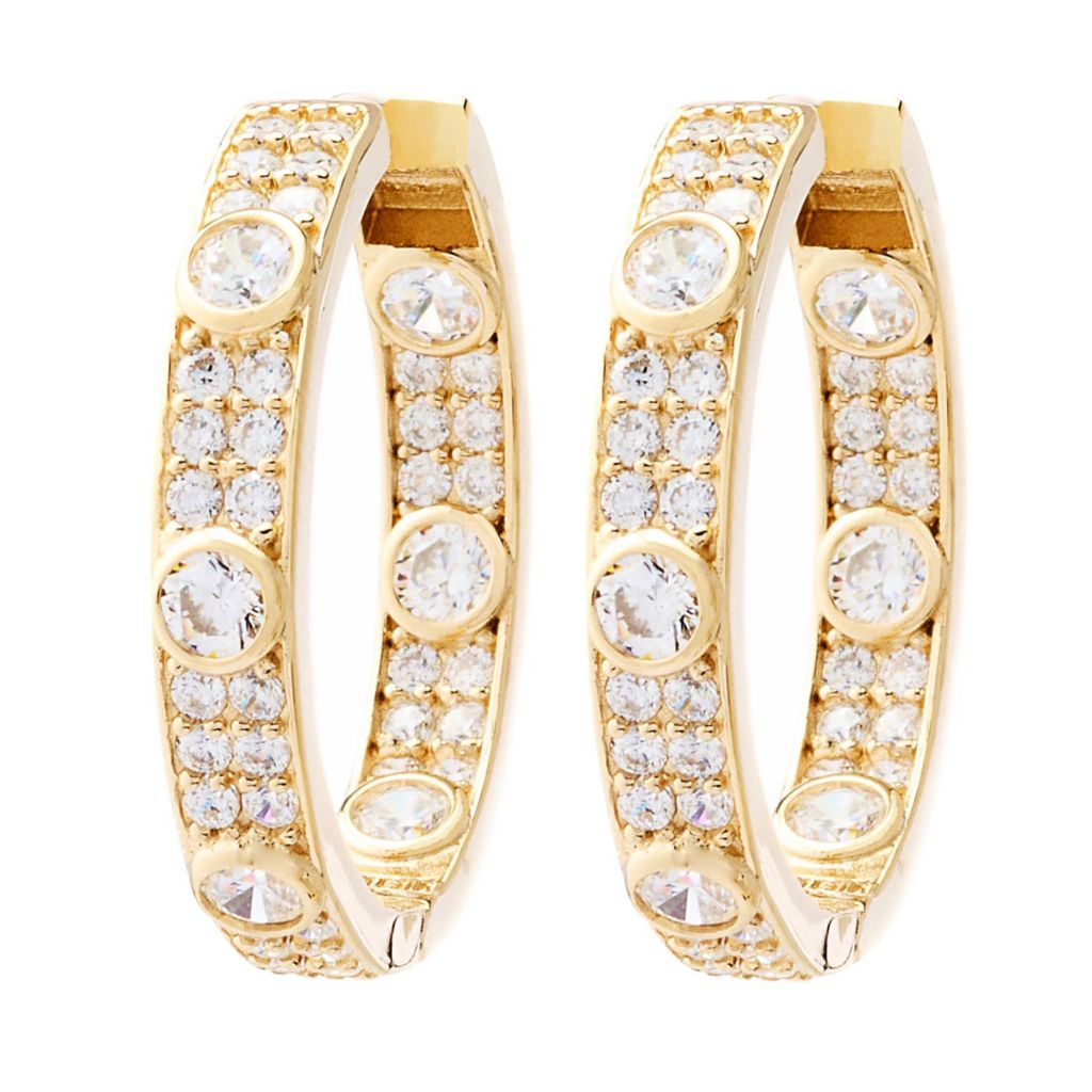 Brilliante 2.28 DEW Simulated Diamond Station & Pave Set Hoop Earrings by Steals