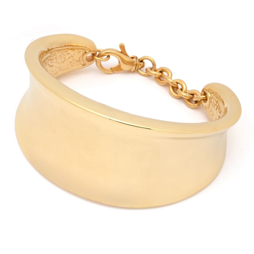 Graziella 23K Gold Plated Electroform Cuff Bracelet w/ Chain Closure by Steals