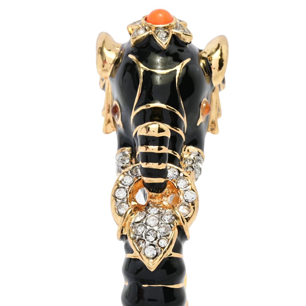 Kenneth Jay Lane 22K Gold Plated Enamel & Simulated Topaz Elephant Bangle Bracelet by Steals