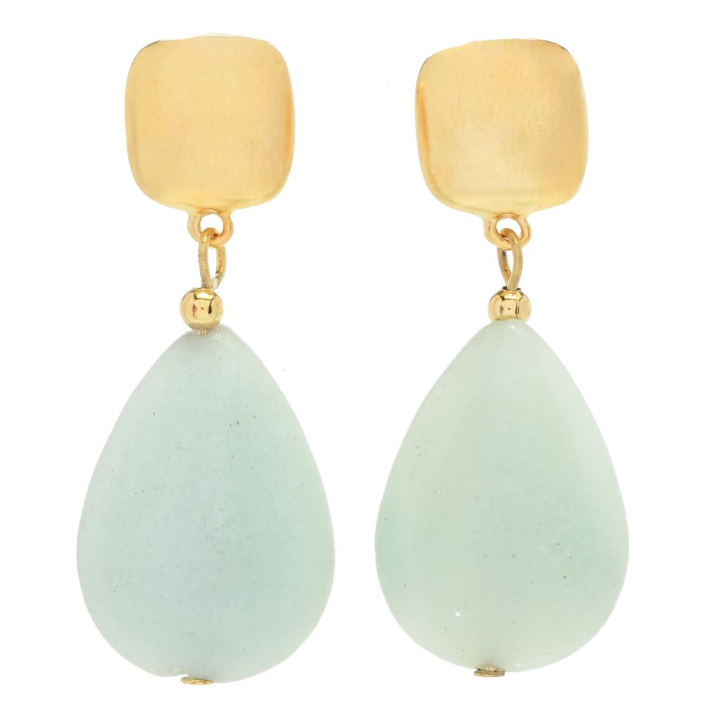 Kenneth Jay Lane Gold Plated Amazonite 1.75" Teardrop Earrings by Steals