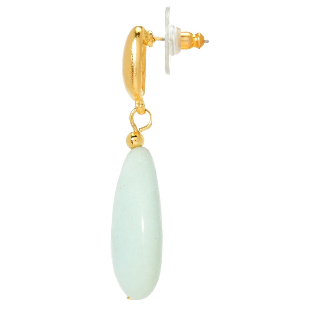 Kenneth Jay Lane Gold Plated Amazonite 1.75" Teardrop Earrings by Steals