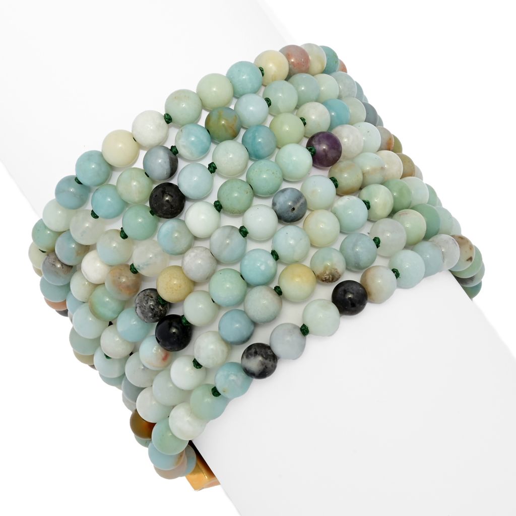 Kenneth Jay Lane 14K Gold Plated Multi Color Amazonite Bead 8-Strand Bracelet by Steals