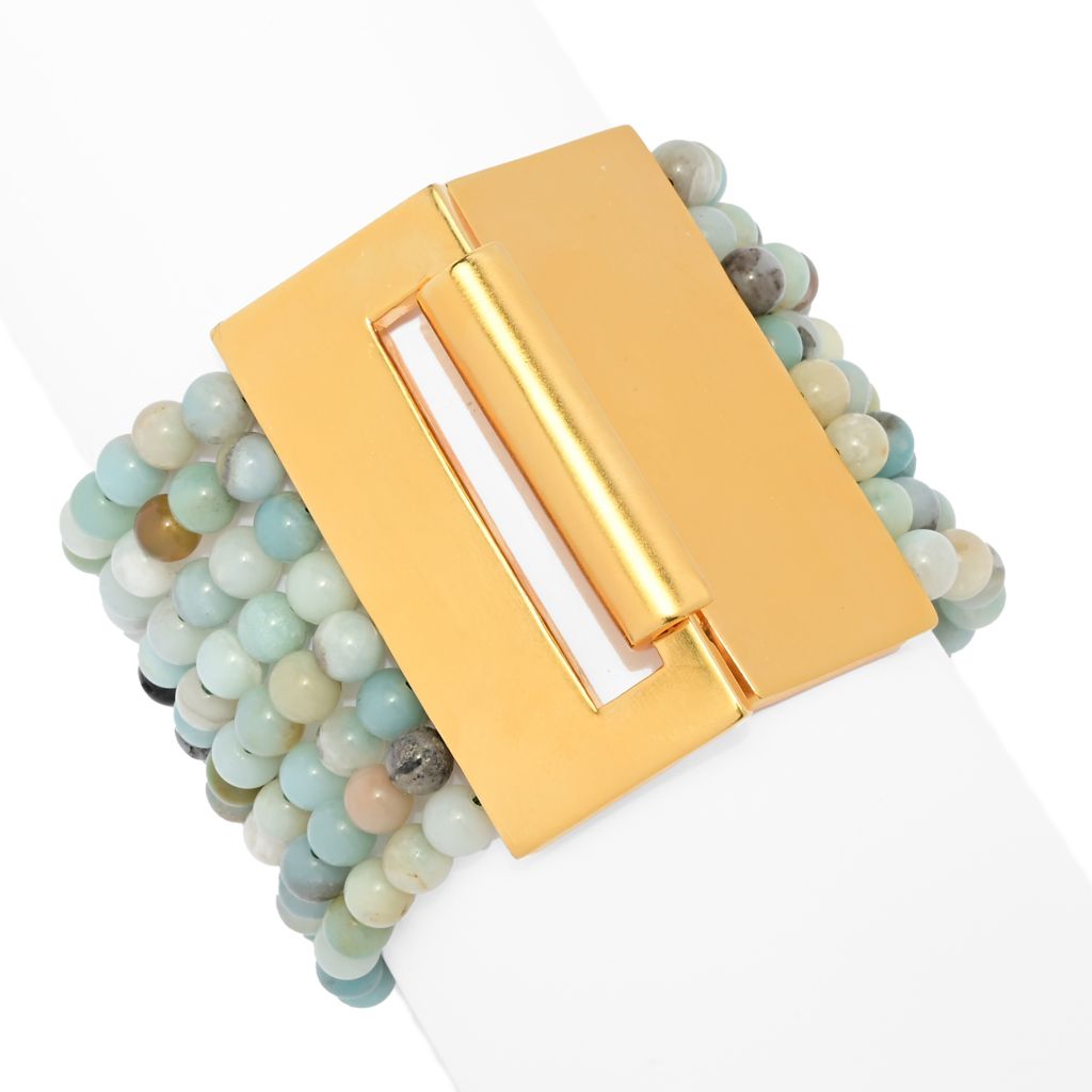 Kenneth Jay Lane 14K Gold Plated Multi Color Amazonite Bead 8-Strand Bracelet by Steals