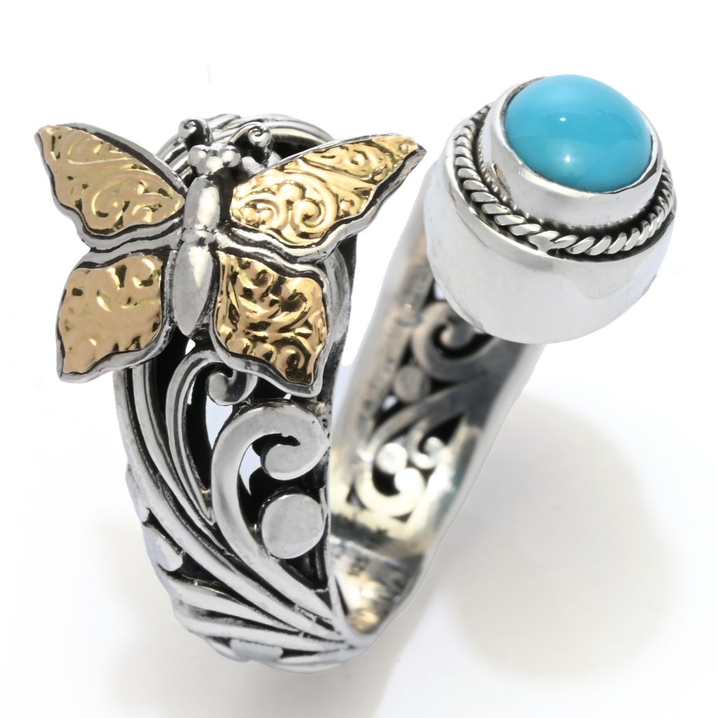 Artisan Silver by Samuel B. 8x6mm Sleeping Beauty Turquoise Butterfly Ring by Steals
