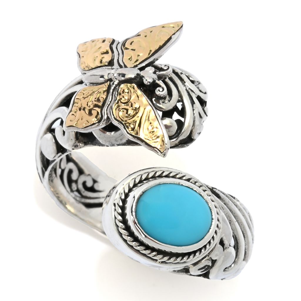 Artisan Silver by Samuel B. 8x6mm Sleeping Beauty Turquoise Butterfly Ring by Steals