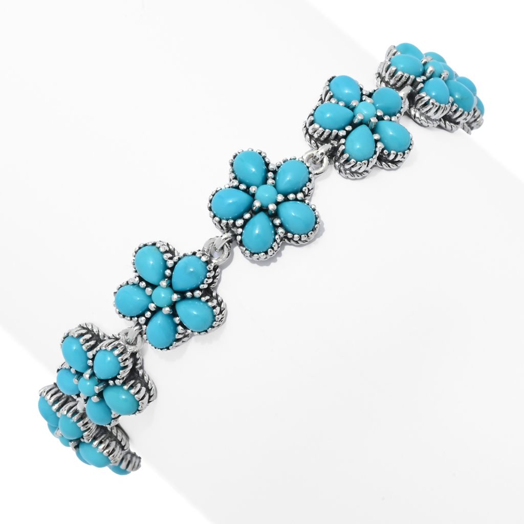 Artisan Silver by Samuel B. Sleeping Beauty Turquoise Flower Bracelet by Steals