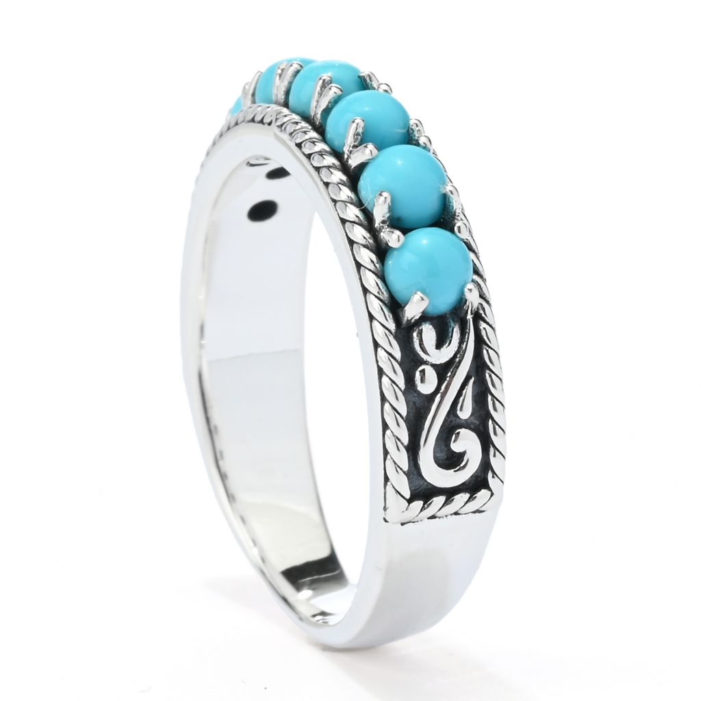 Artisan Silver by Samuel B. Sleeping Beauty Turquoise 7-Stone Band Ring by Steals