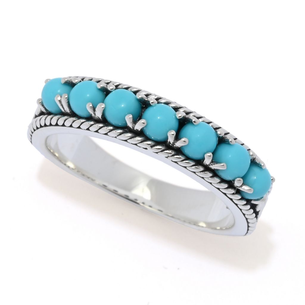 Artisan Silver by Samuel B. Sleeping Beauty Turquoise 7-Stone Band Ring by Steals