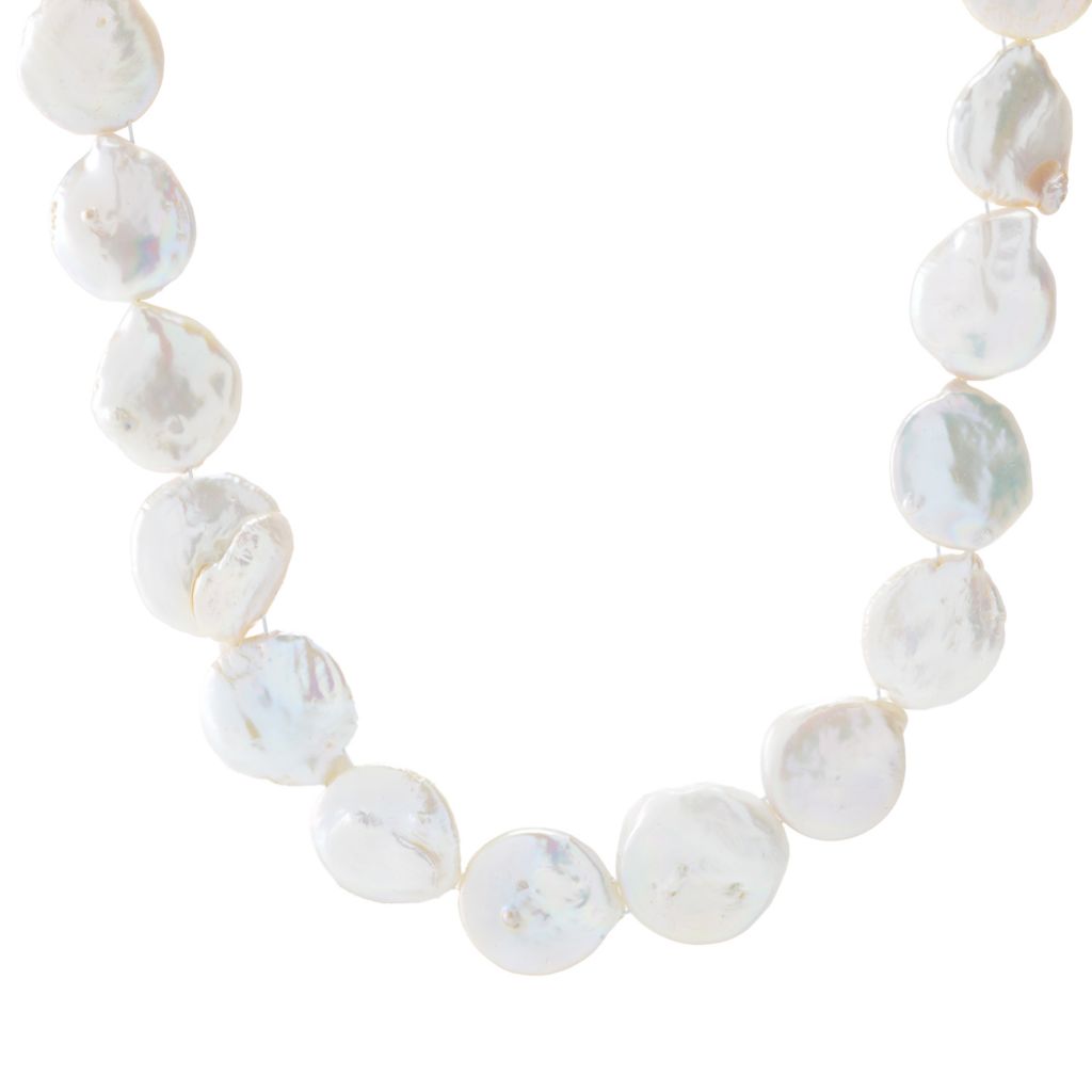 Far East Jewelry 19-22mm Freshwater Cultured Coin Pearl Strand Necklace by Steals