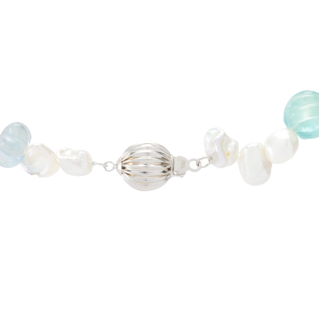 Far East Jewelry Keshi Freshwater Cultured Pearl & Fluorite Bead Necklace by Steals