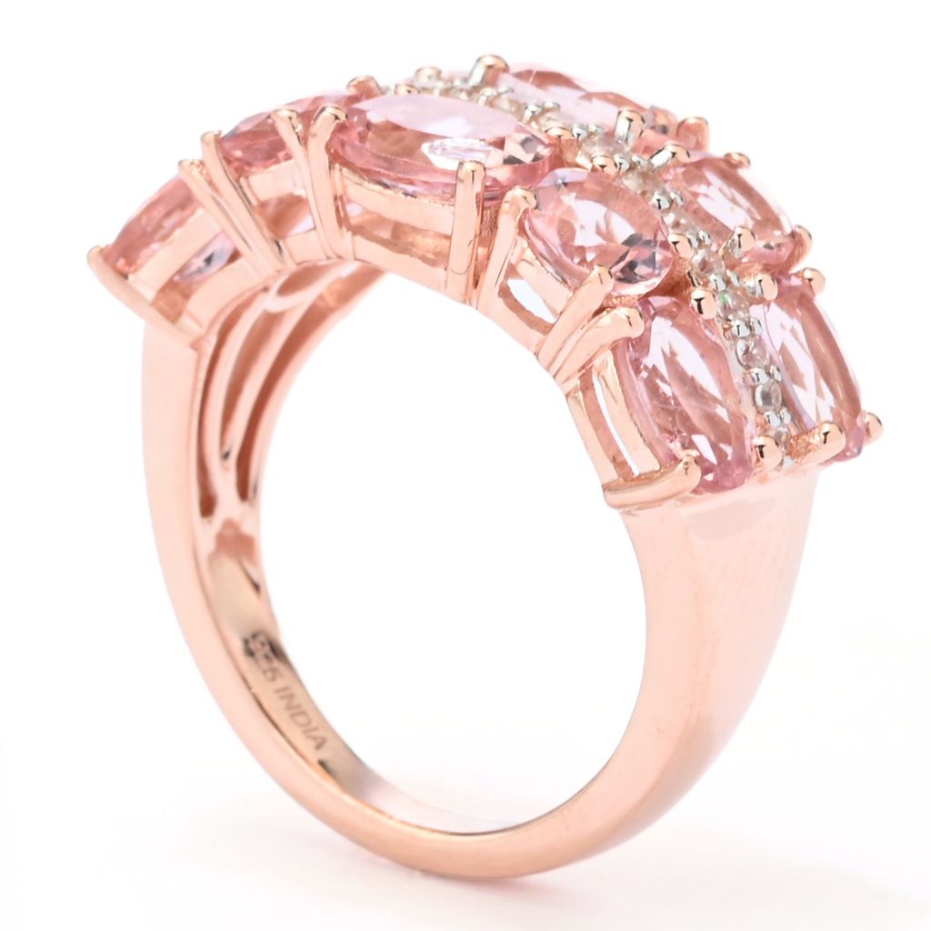 Gem Treasures 4.88ctw Pink Morganite & Zircon Double Row Ring by Steals