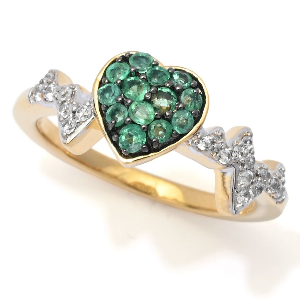 Gem Treasures Choice of Precious Gemstone & Zircon Heartbeat Ring by Steals