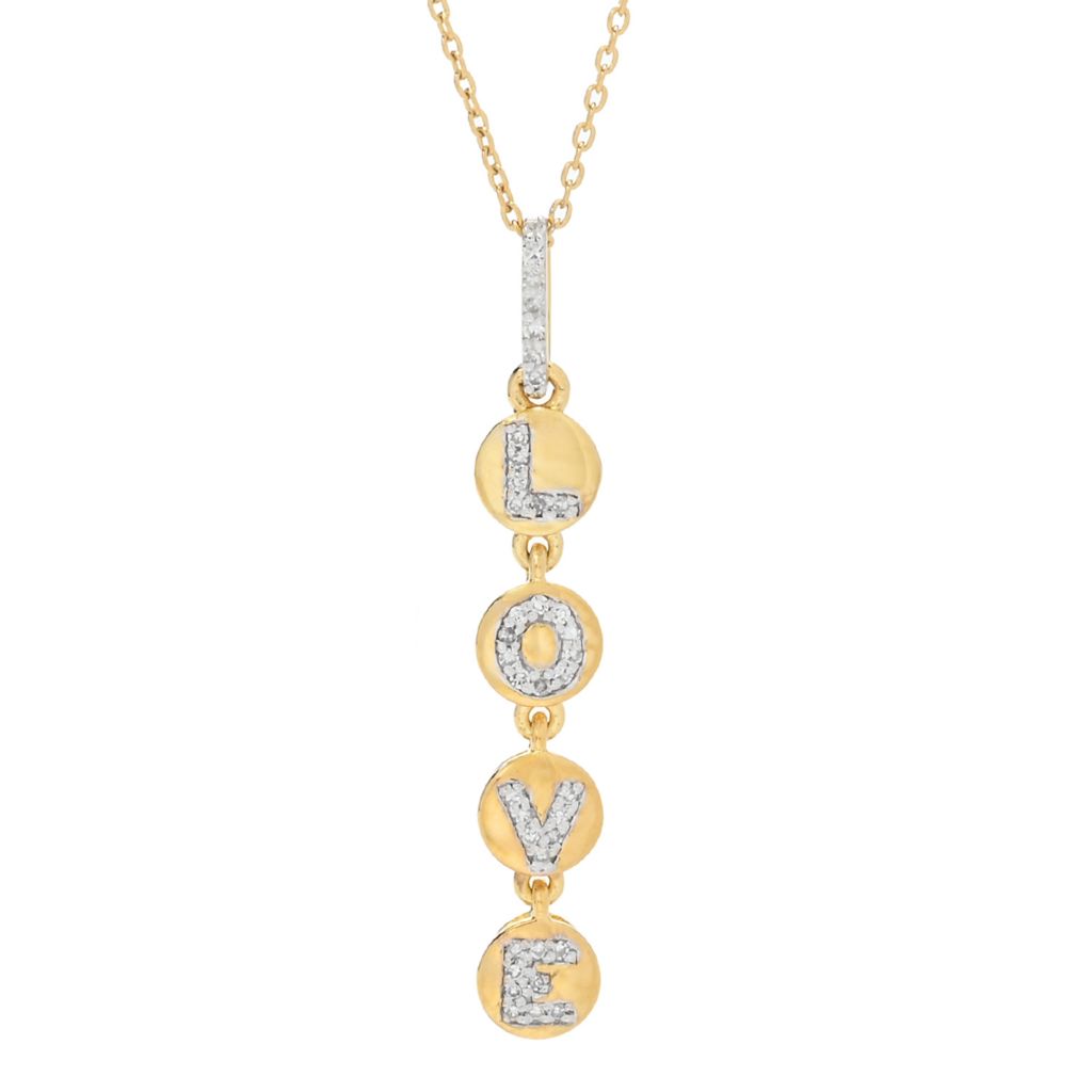 Diamond Treasures 0.23ctw Diamond "Love Letters" Disk Drop Pendant w/ Chain by Steals