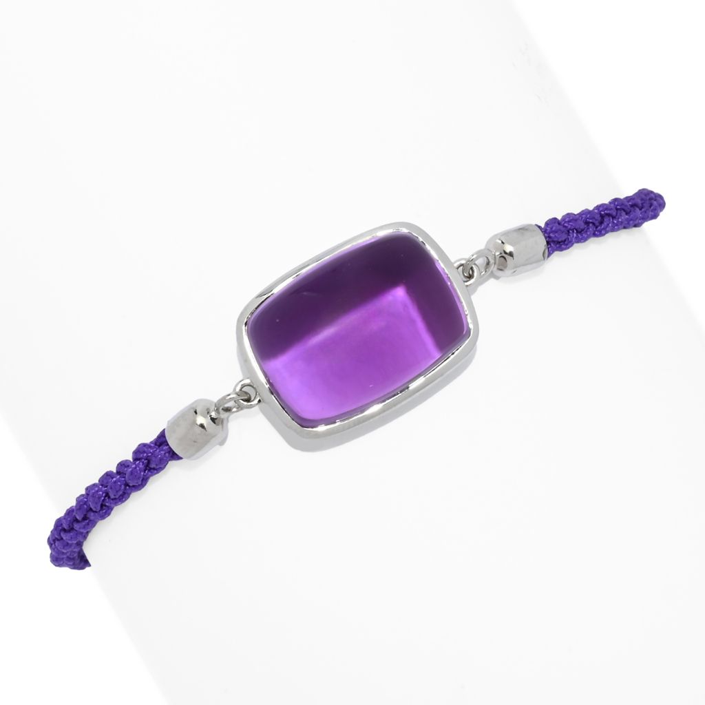 MUSE Platinum Plated Choice of 18x13mm Gemstone Cord Bolo Bracelet by Steals